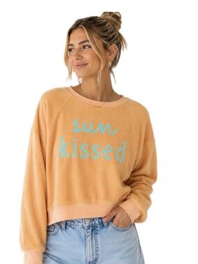 Uncharted Threads, Sun Kissed Relaxed Sweatshirt Peach Orange, Size Med